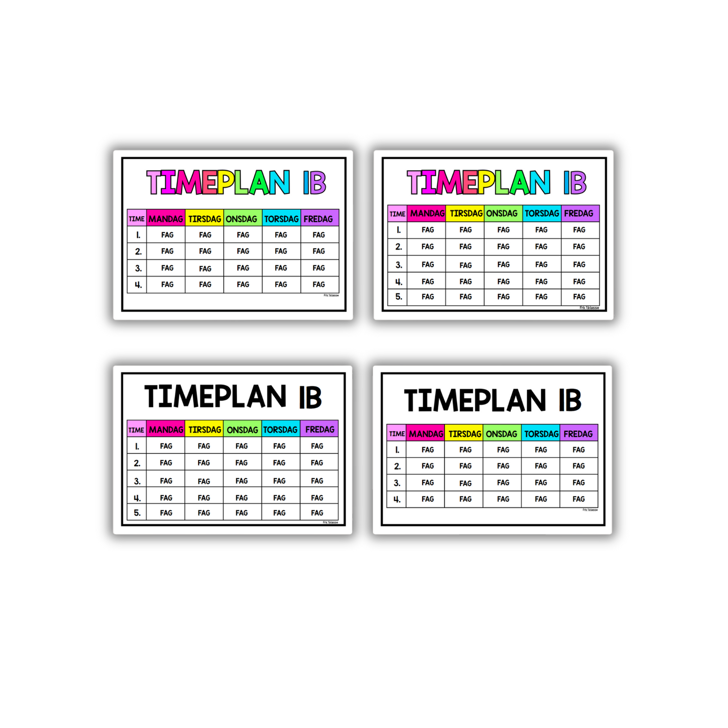 Timeplan | Redigerbar | REGNBUE MED ROSA