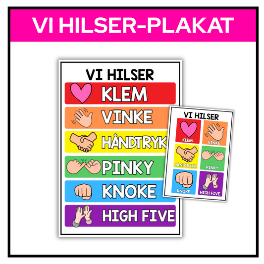 Vi hilser-plakat | A3/A4 | KLASSISK REGNBUE