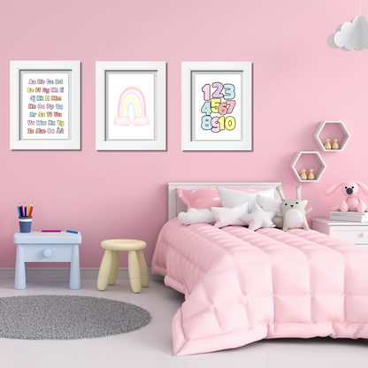 Regnbue med rosa skyer | A3/A4 | PASTELL
