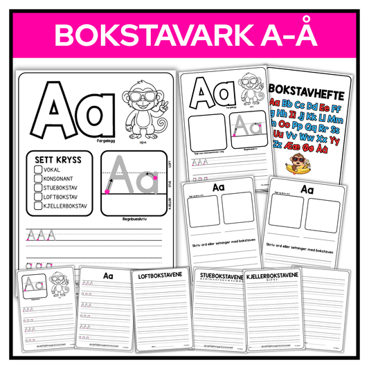 Bokstavrepetisjon 1. og 2. trinn | Oppgaveark, forsider og ekstraoppgaver (200 sider)