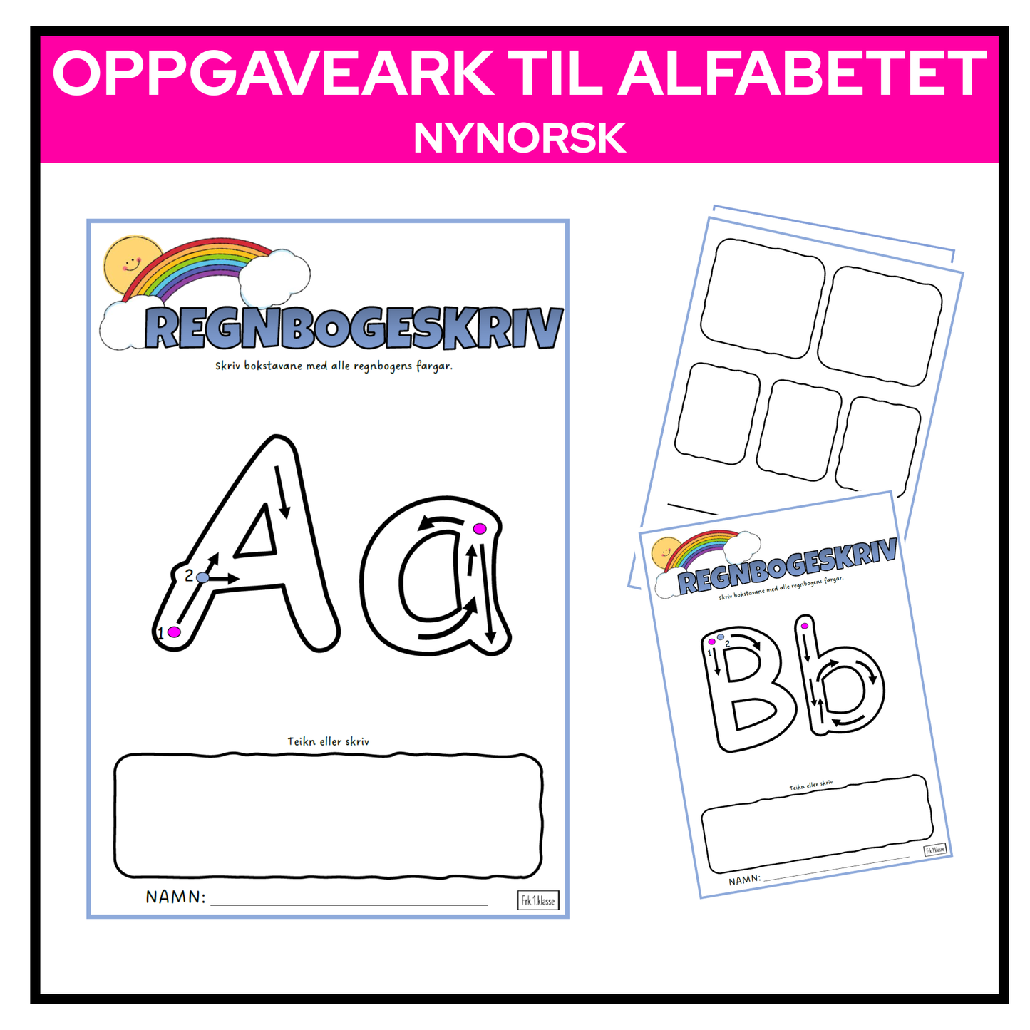 Bokstavark til hele alfabetet | Tosidig | NYNORSK
