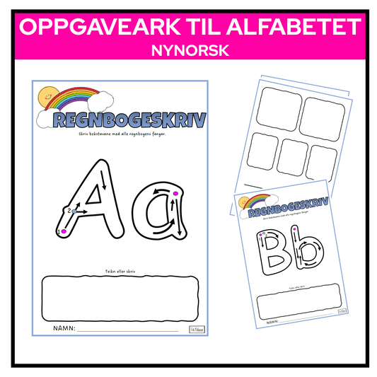 Bokstavark til hele alfabetet | Tosidig | NYNORSK