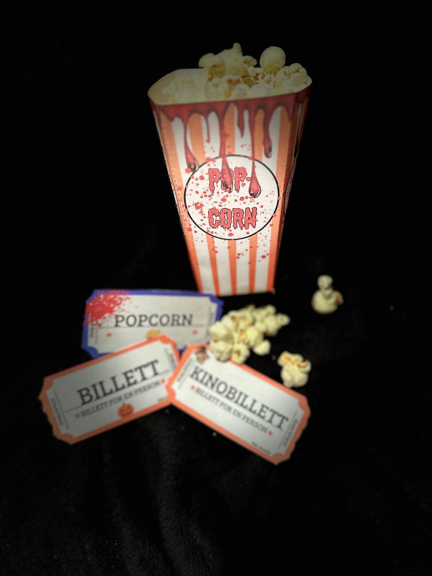 Halloween-kit | Popcornbegre og billetter | Flere varianter