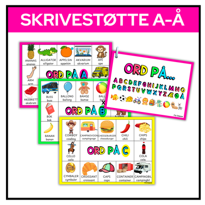 Skrivestøtte A-Å | Bilde og ord | Megapakke | Bokmål
