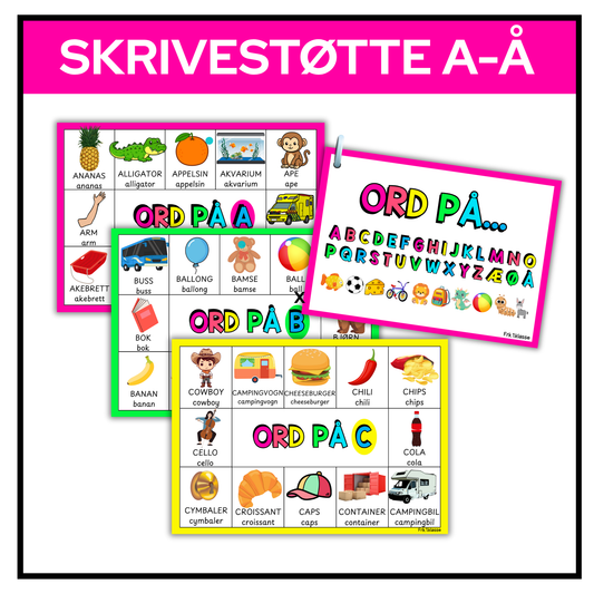 Skrivestøtte A-Å | Bilde og ord | Megapakke | Bokmål