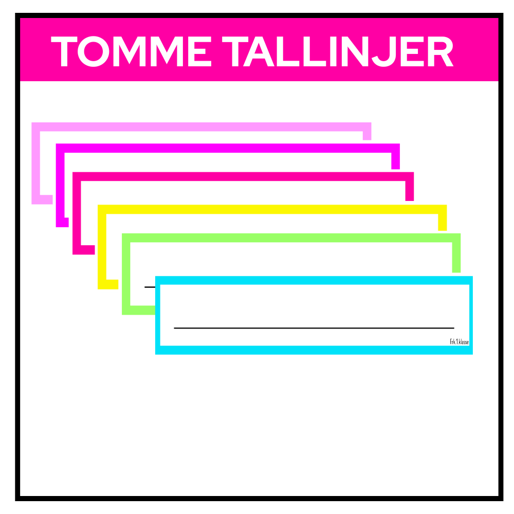 Fargerike tomme tallinjer i regnbuefarger for øvelse i tallskriving