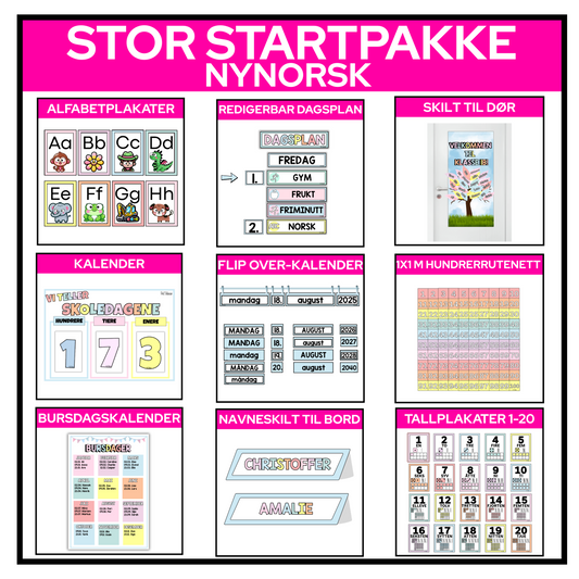 Stor startpakke klasserom | PASTELL | NYNORSK