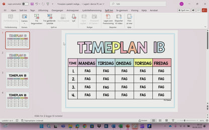 Timeplan | Redigerbar | KLASSISK REGNBUE