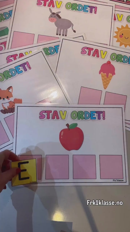 Stav ordet | 100 bildekort| Bokstavkort (Flere brukere)