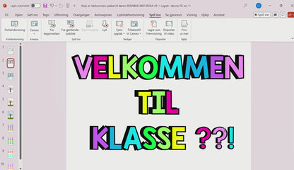 Velkommen-skilt til dør | A3 | Redigerbart | REGNBUE MED ROSA