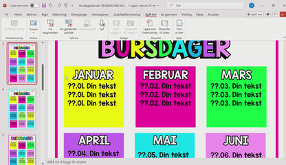 Bursdagskalender | KLASSISK REGNBUE | BOKMÅL OG NYNORSK